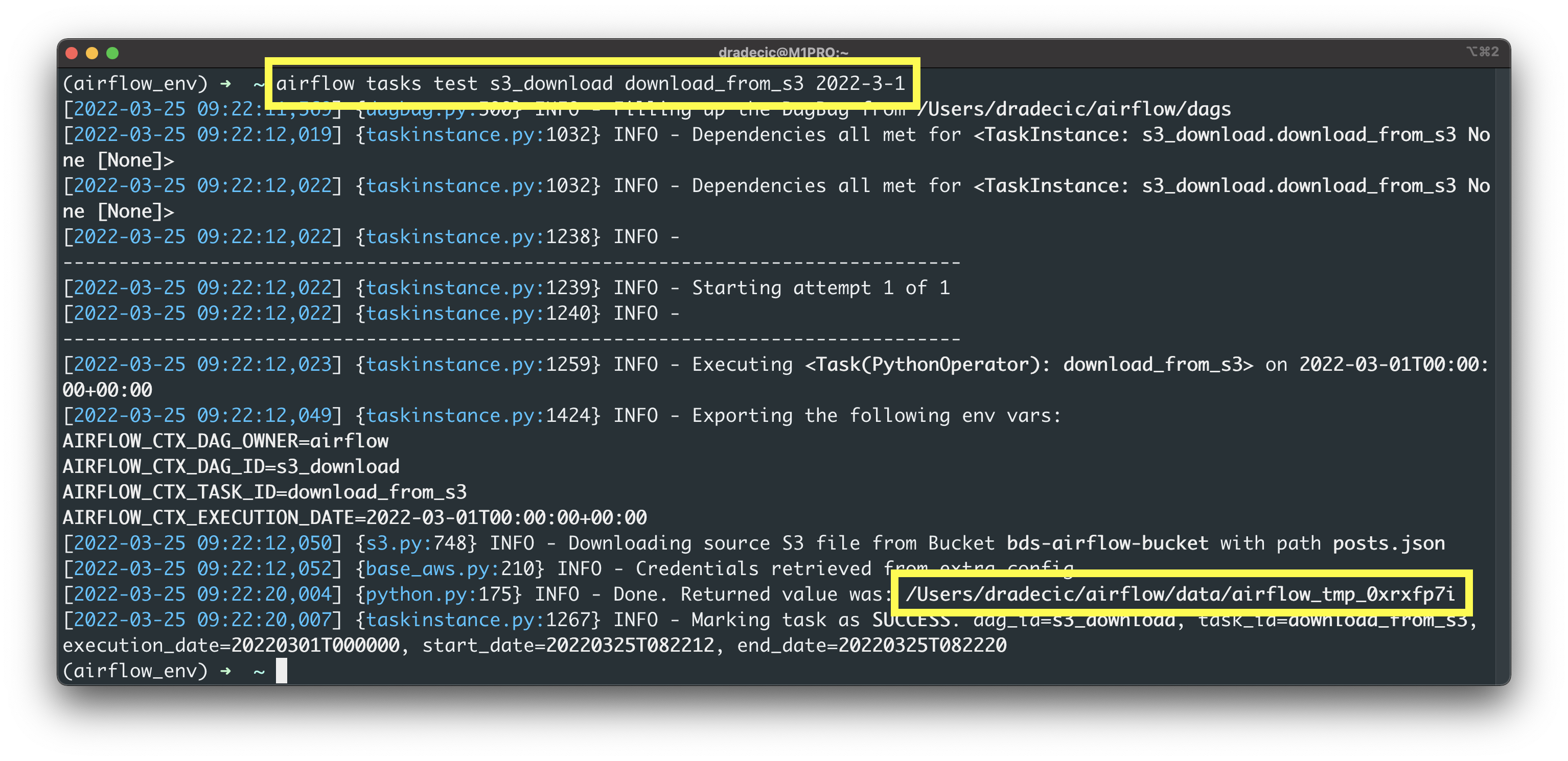 Image 3 - Testing the download_from_s3 task (image by author)