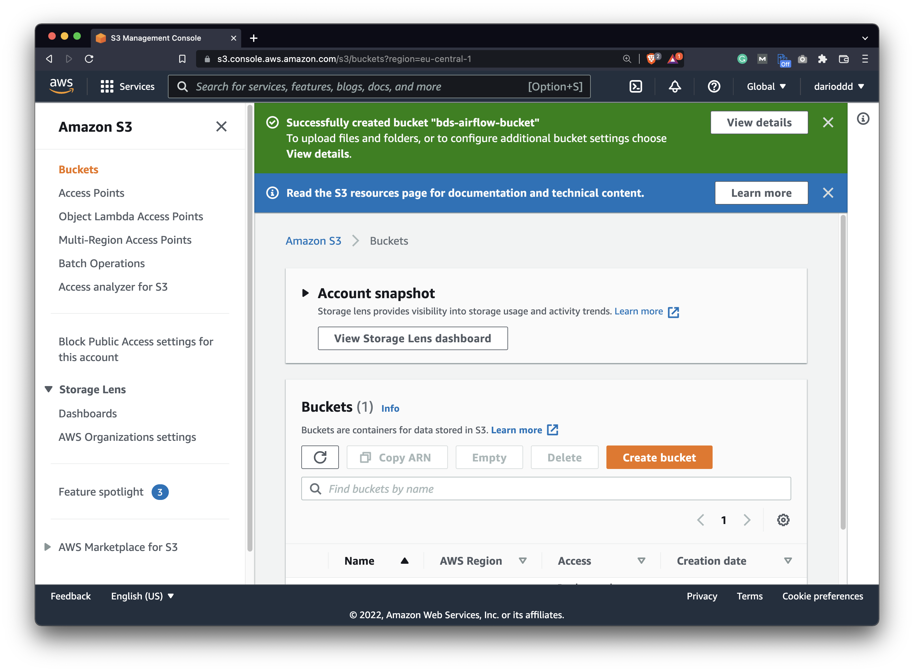 Image 3 - Creating a bucket on Amazon S3 (image by author)