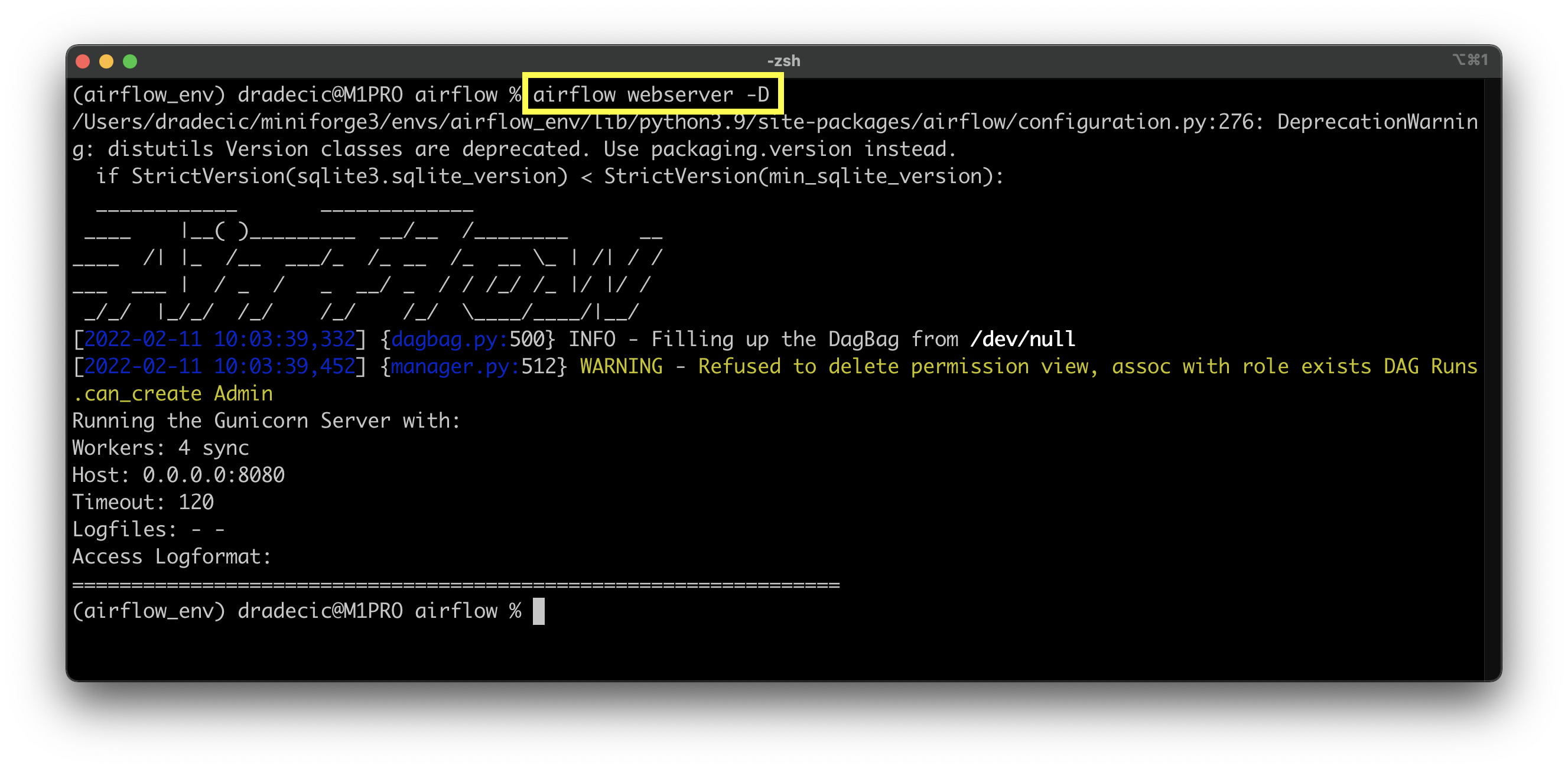 Image 7 - Starting Airflow webserver (image by author)