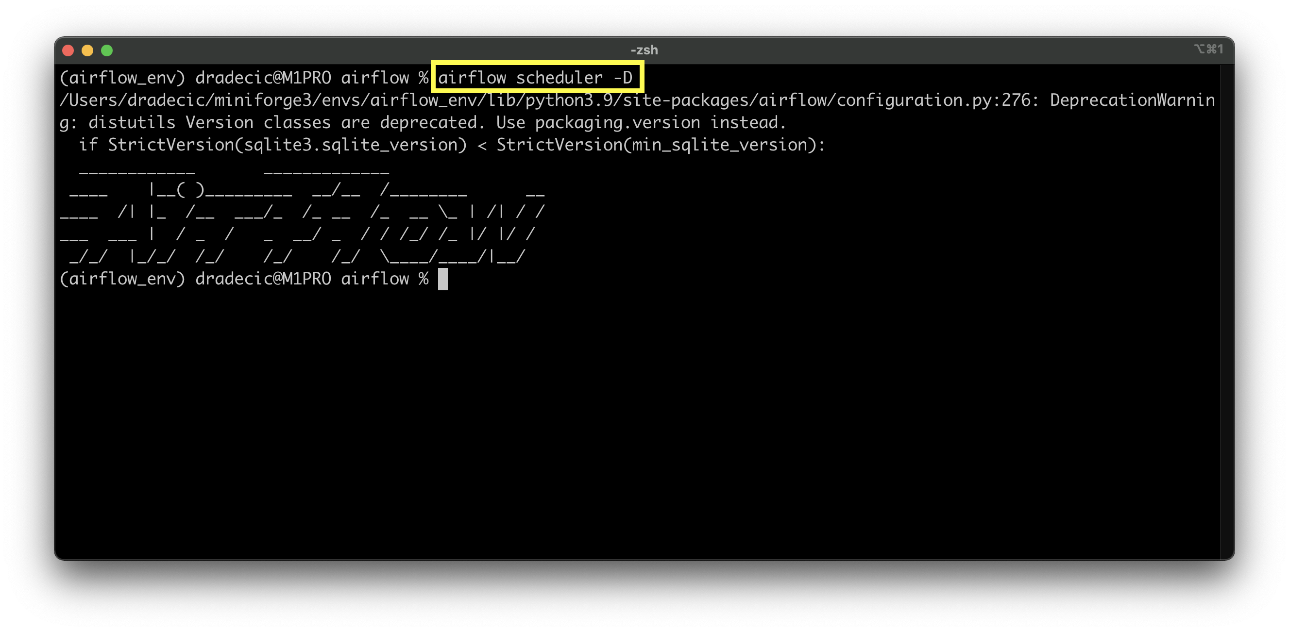 Image 8 - Starting Airflow scheduler (image by author)