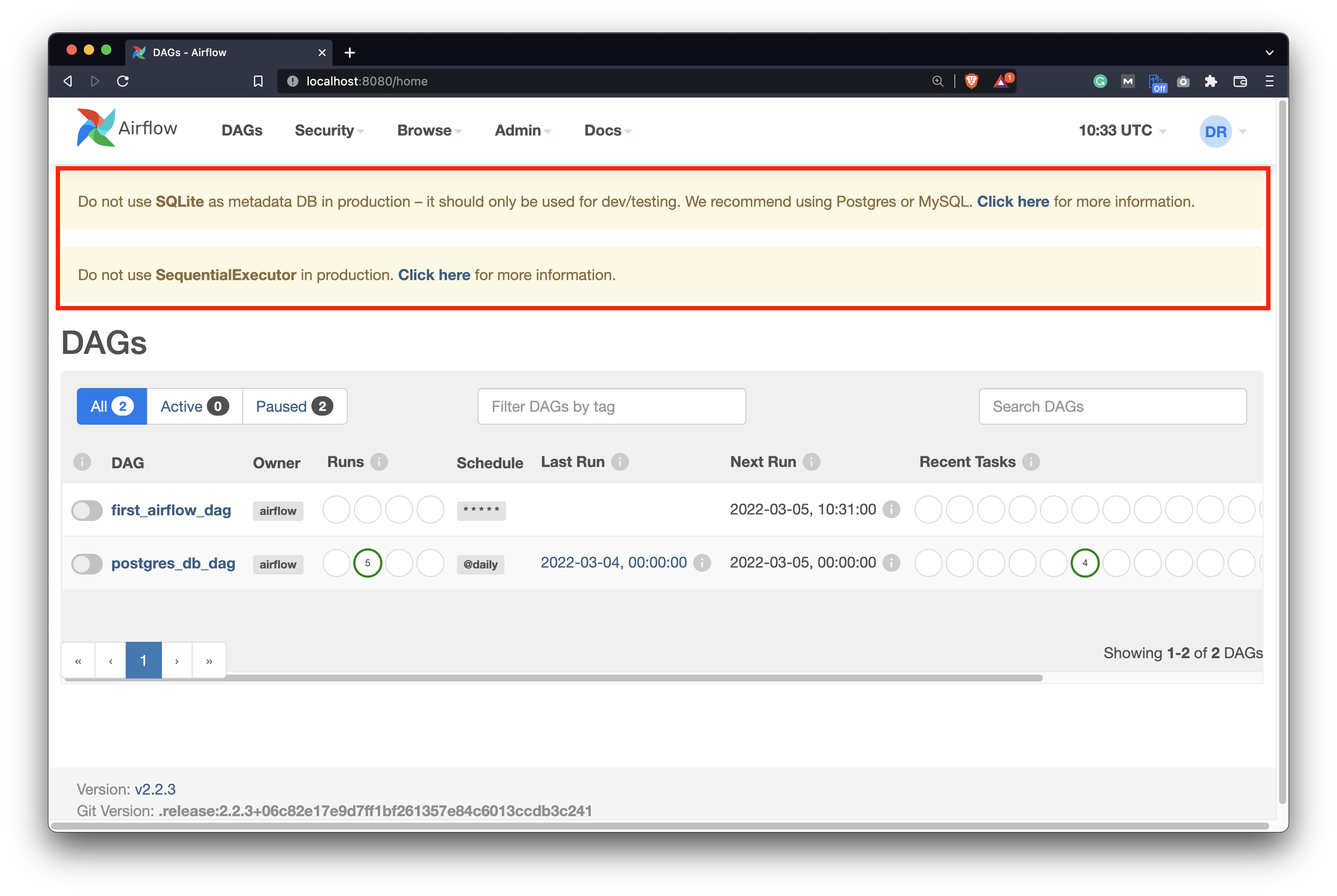 Image 1 - Current warning messages on Airflow (image by author)