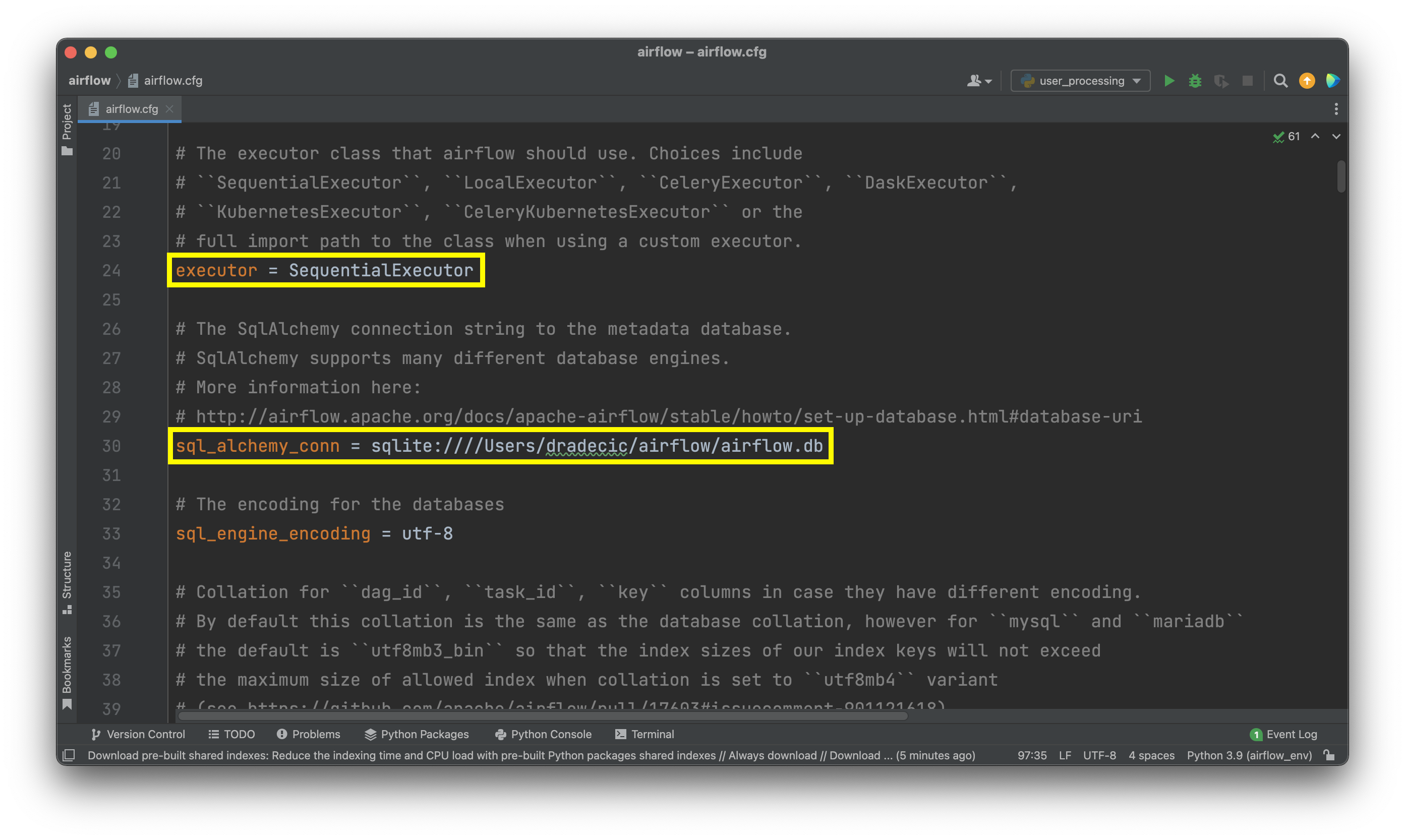 Image 2 - Executor and Database configuration values (image by author)