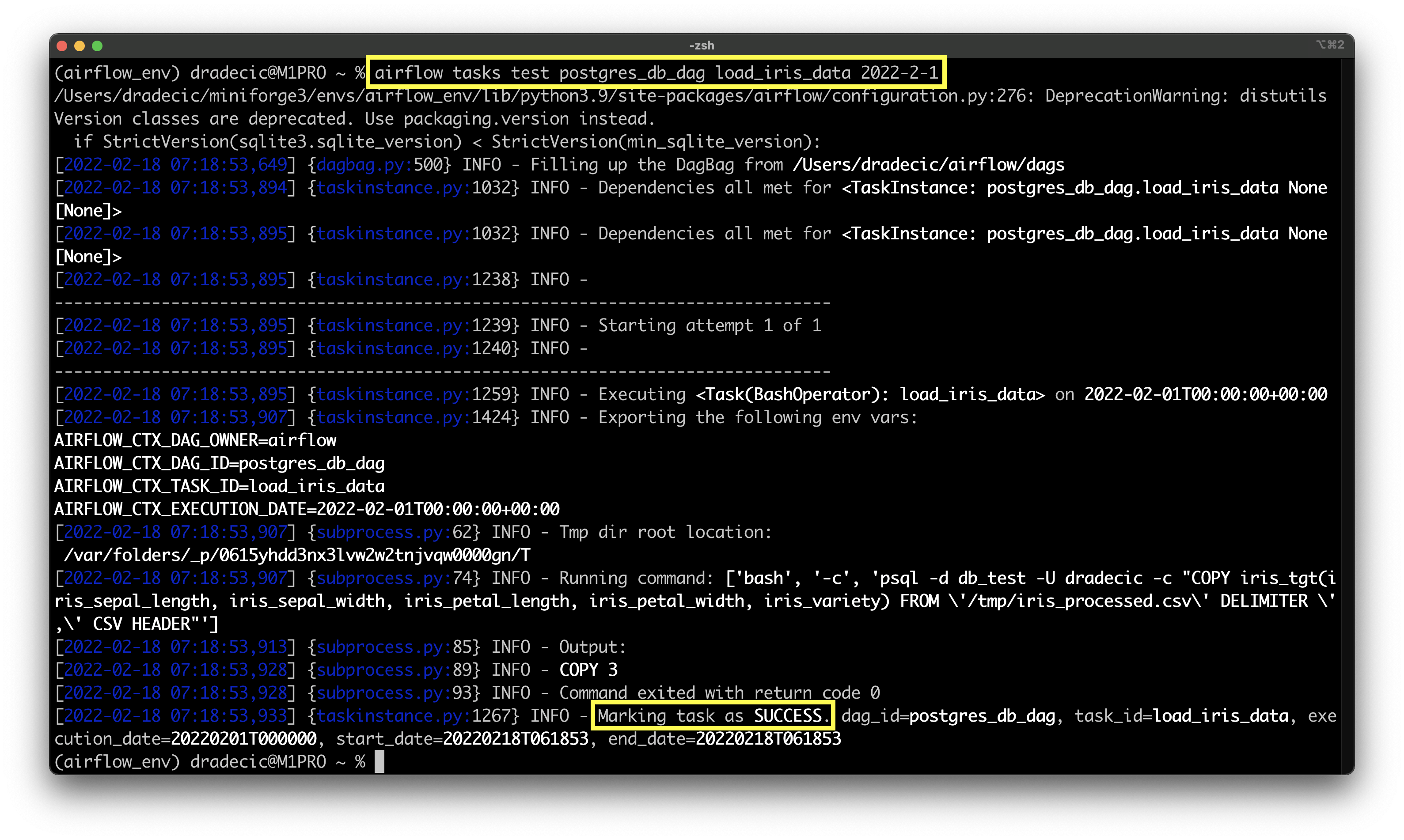 Image 10 - Testing the task of data insertion (image by author)