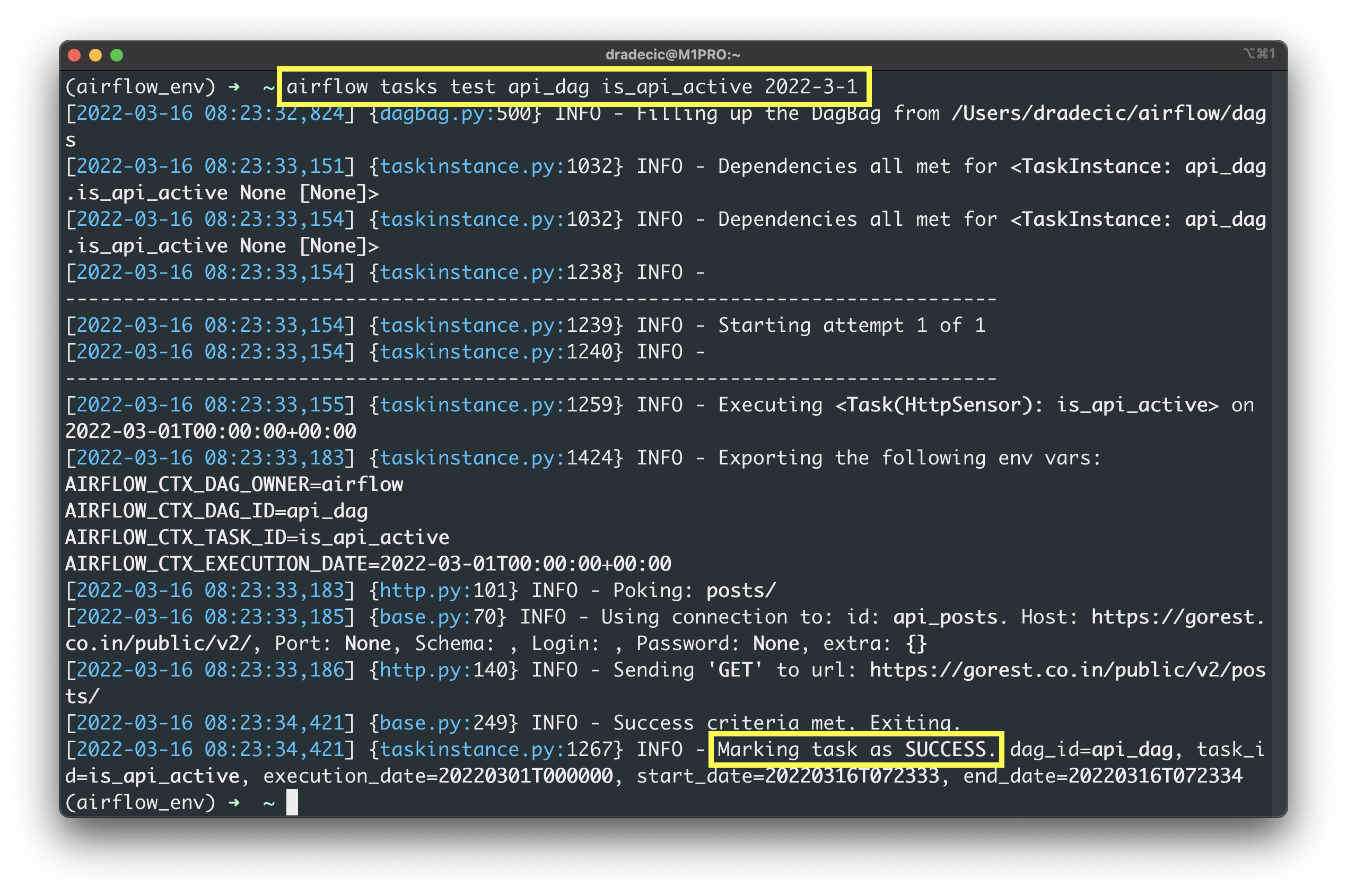 Image 2 - Testing the HttpSensor Airflow task (image by author)