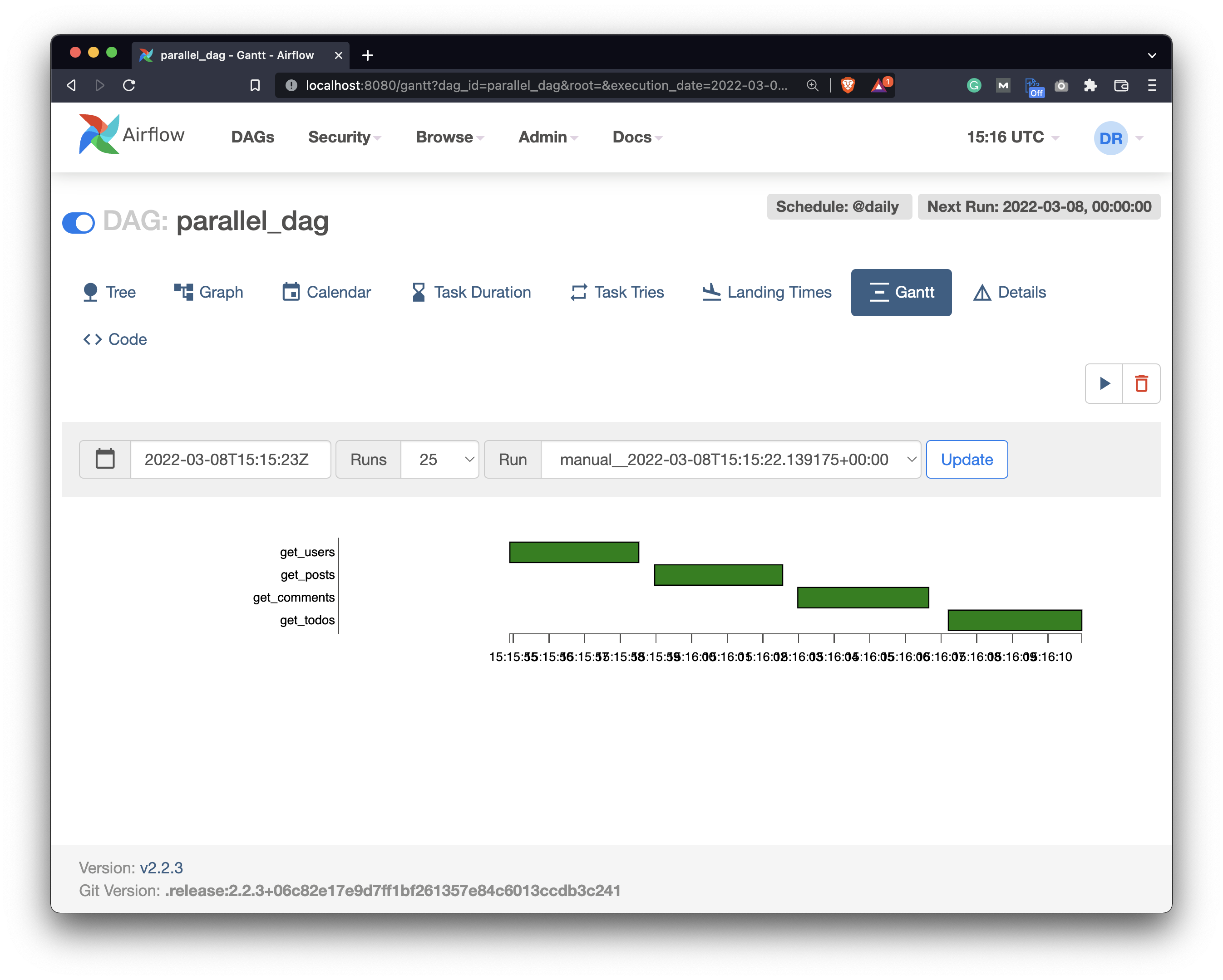 Image 6 - Airflow DAG runtime in the Gantt view (image by author)