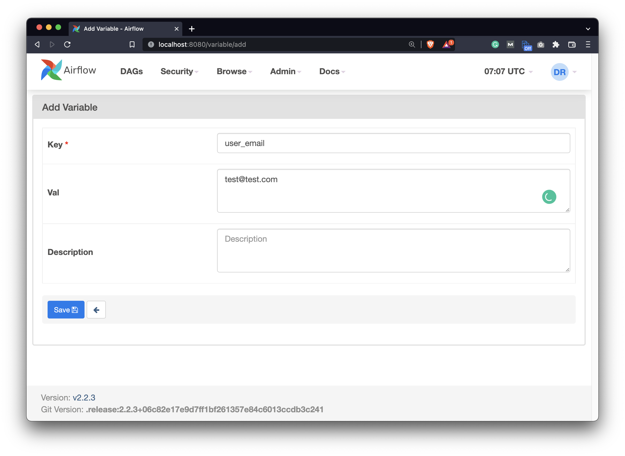 Image 2 - How to add a variable in Airflow (image by author)