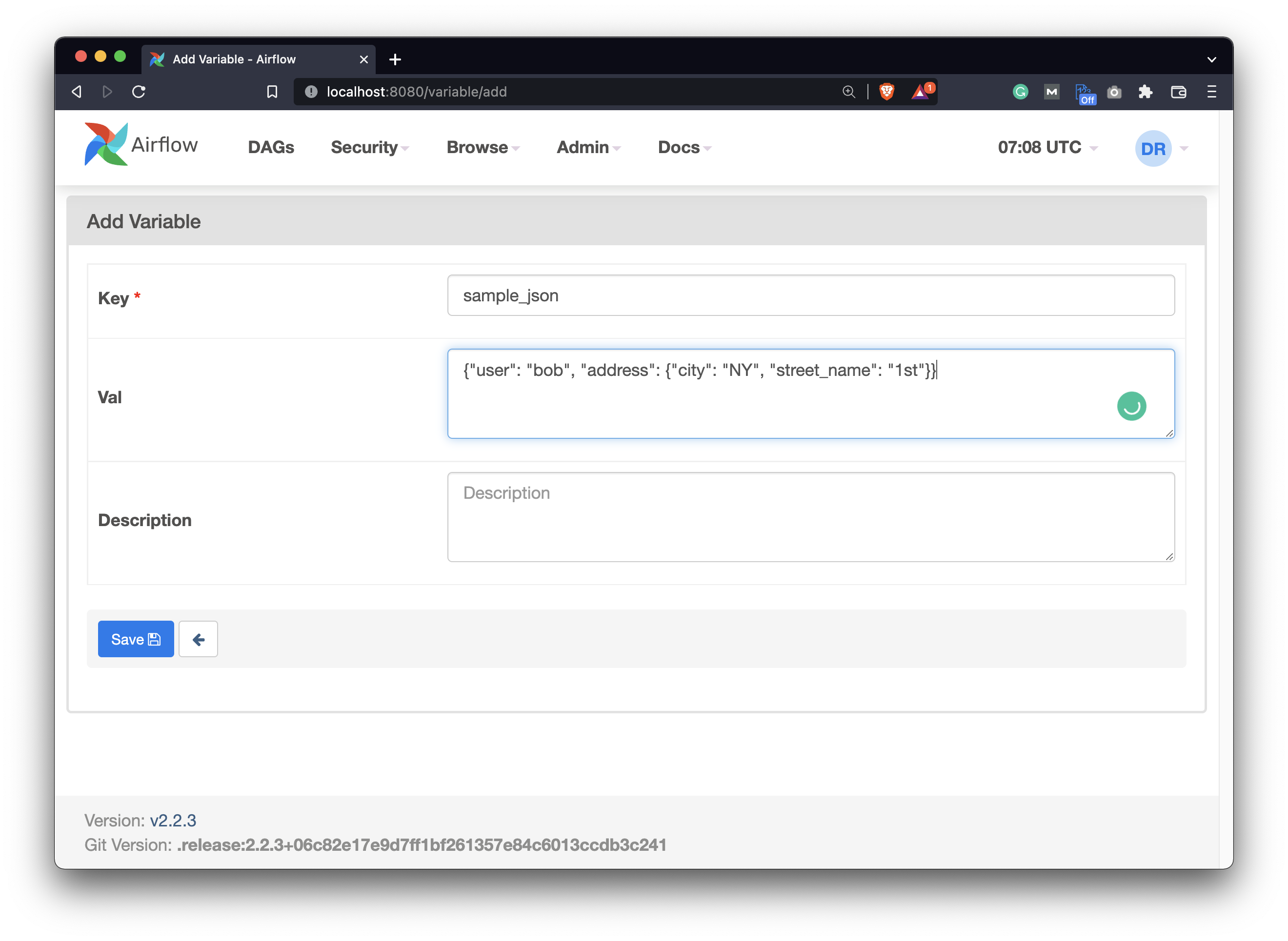 Image 3 - How to add a JSON-like variable in Airflow (image by author)