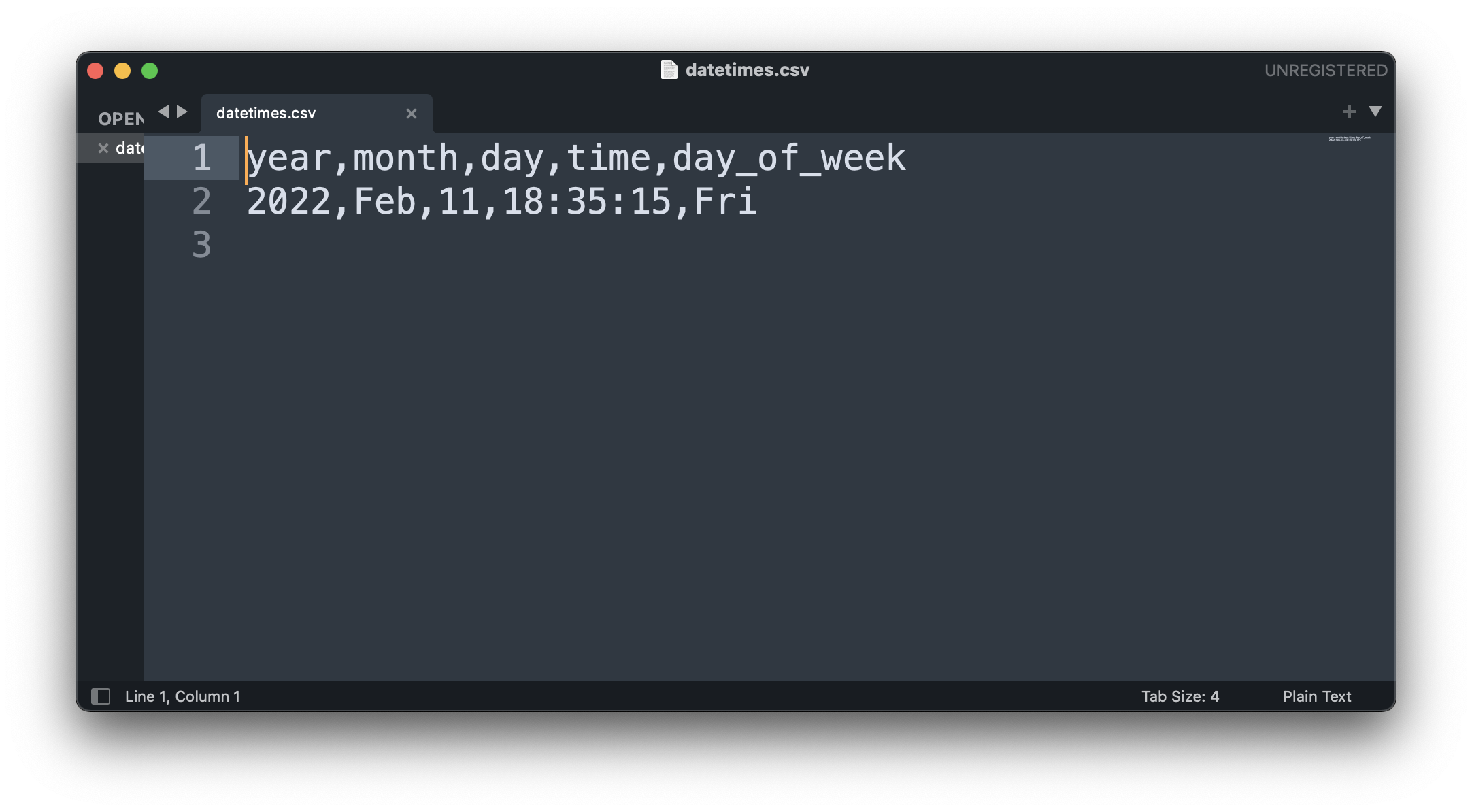 Image 10 - Saved datetime information in CSV format (image by author)