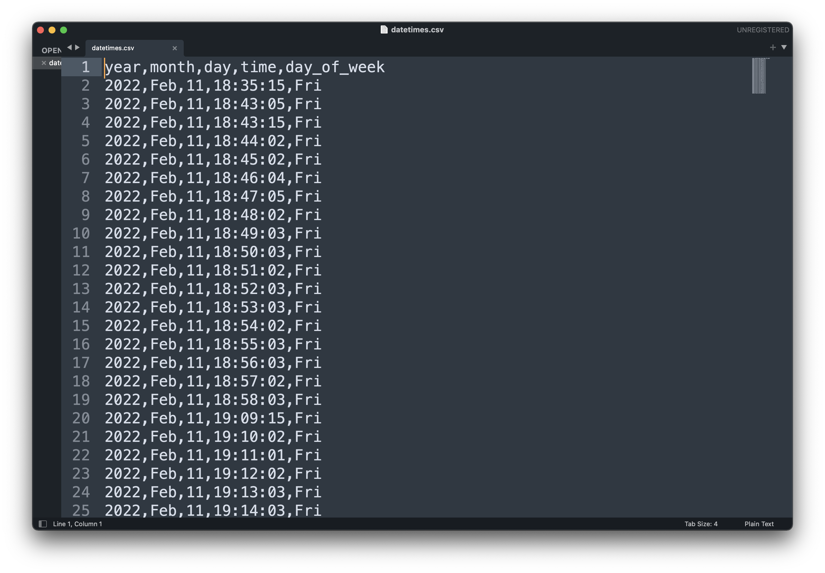 Image 15 - datetimes.csv file (Image by author)