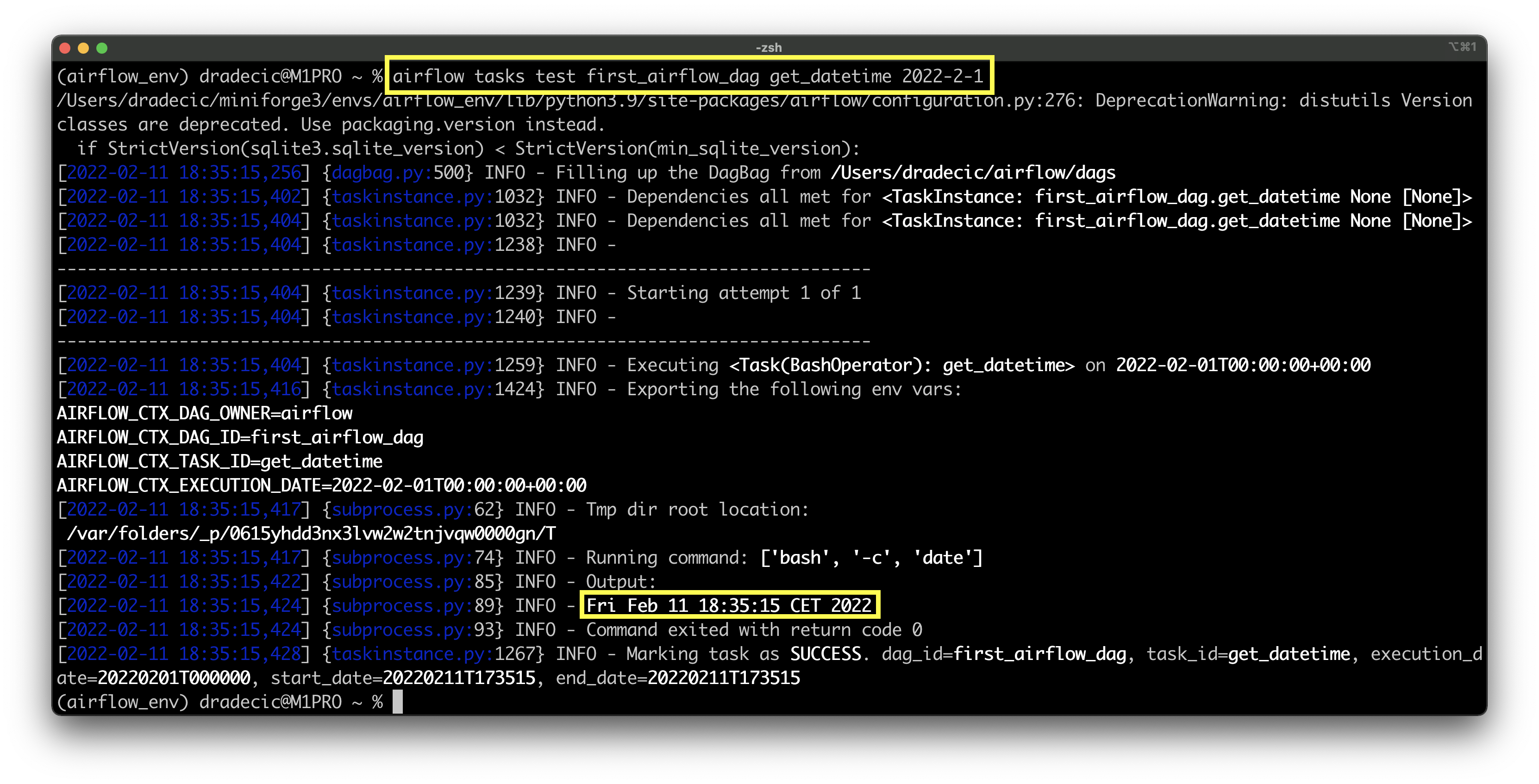 Image 2 - Testing the first Airflow task (image by author)