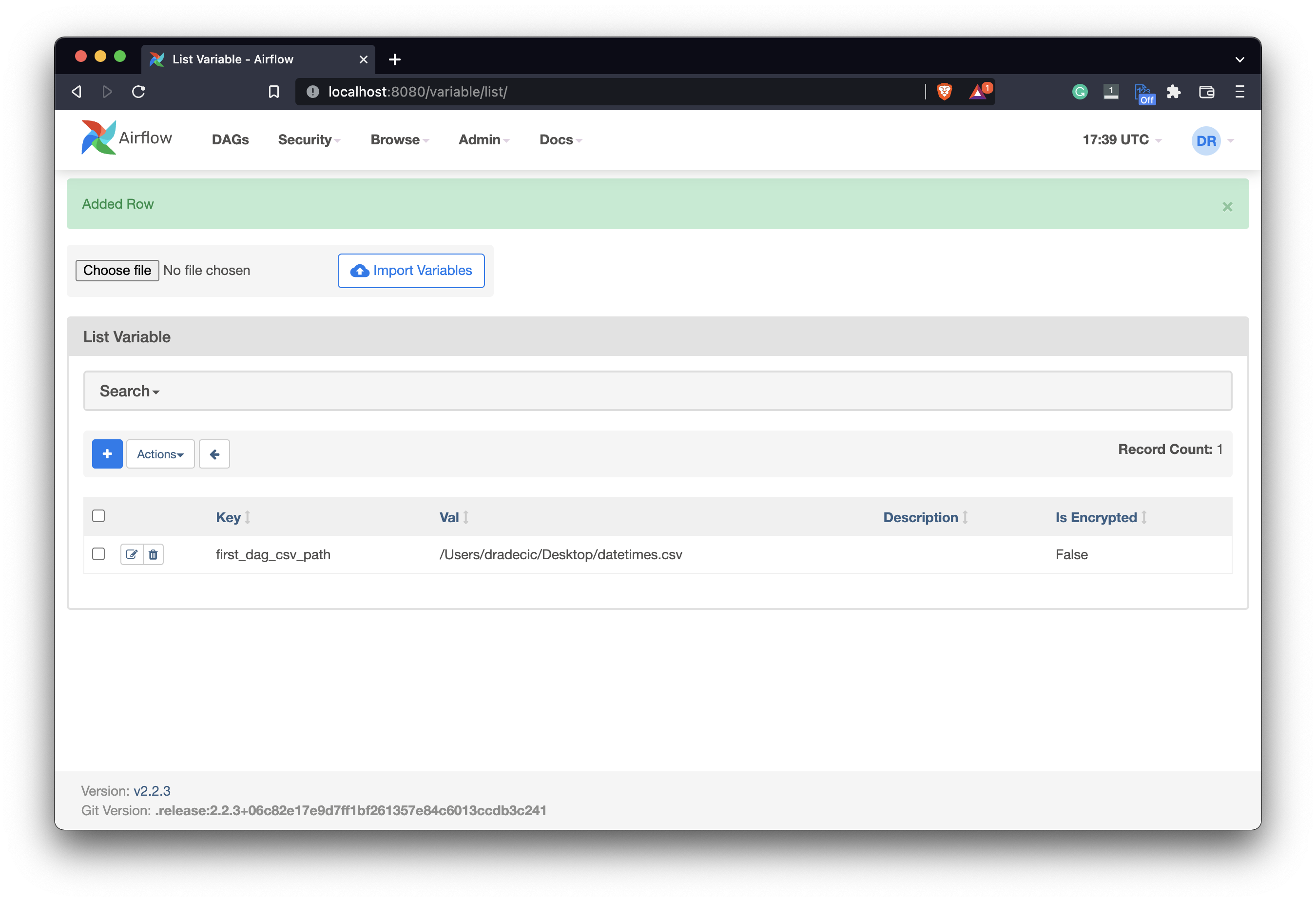 Image 8 - Creating a new Airflow variable (2) (image by author)