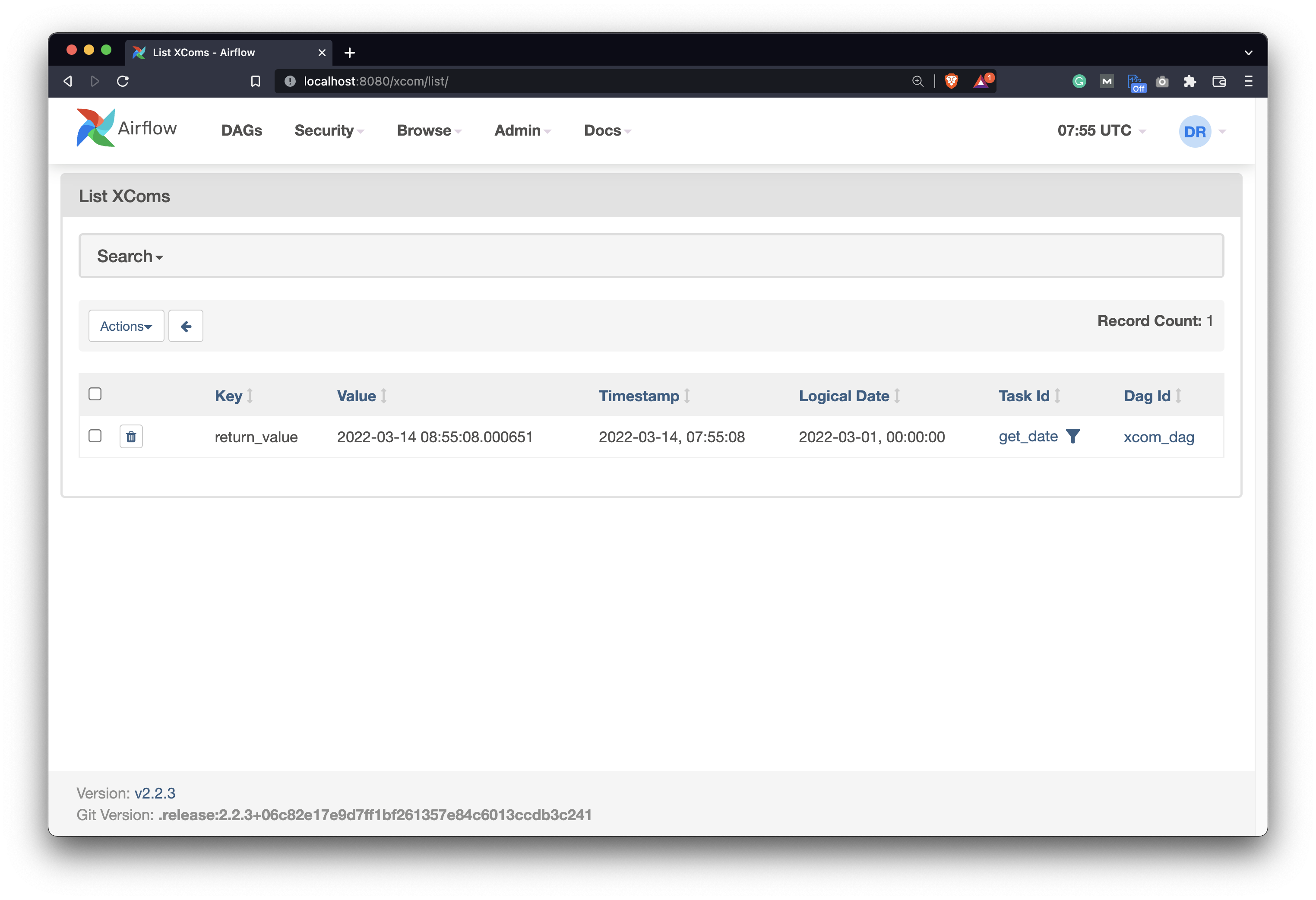 Image 2 - Pushed XCom on Airflow backend (image by author)