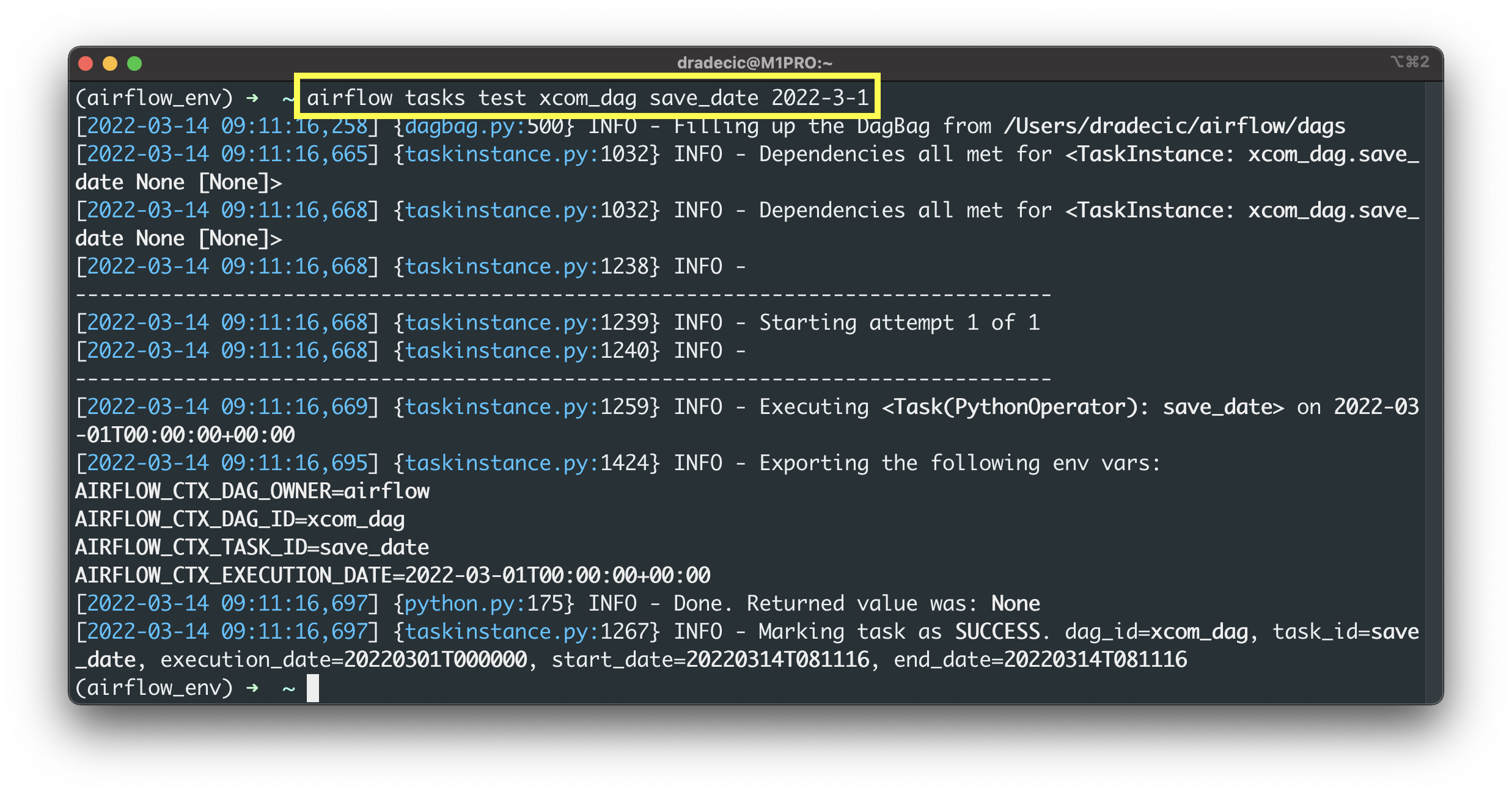 Image 3 - Testing an Airflow task through Terminal (2) (image by author)