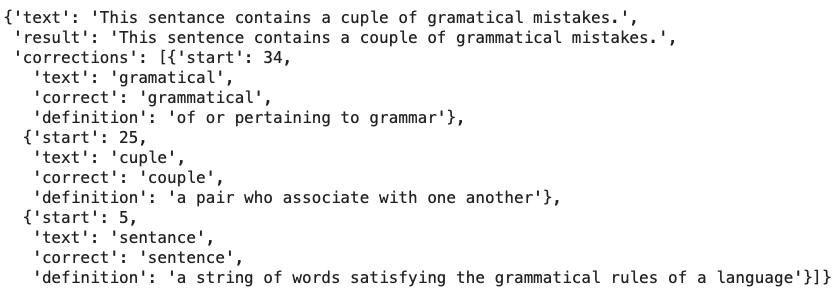 Image 3 - Result returned from Gingerit (image by author)