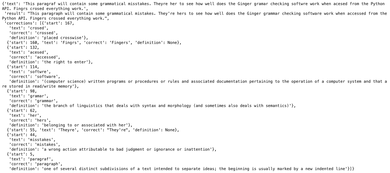 Image 5 - Gingerit dictionary output (image by author)