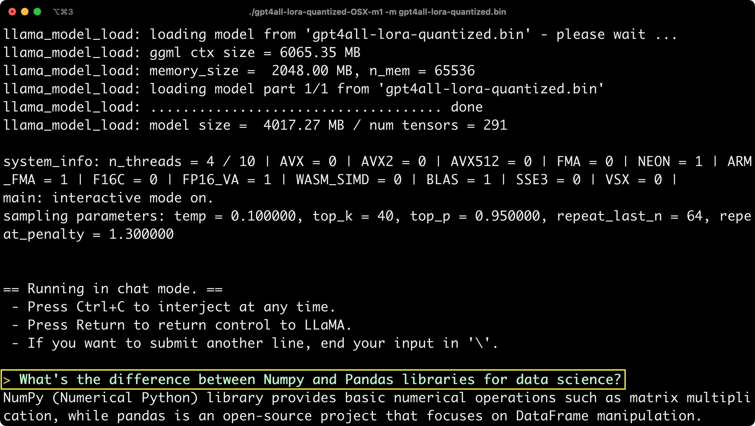 Image 6 - GPT4All answer #1 (image by author)