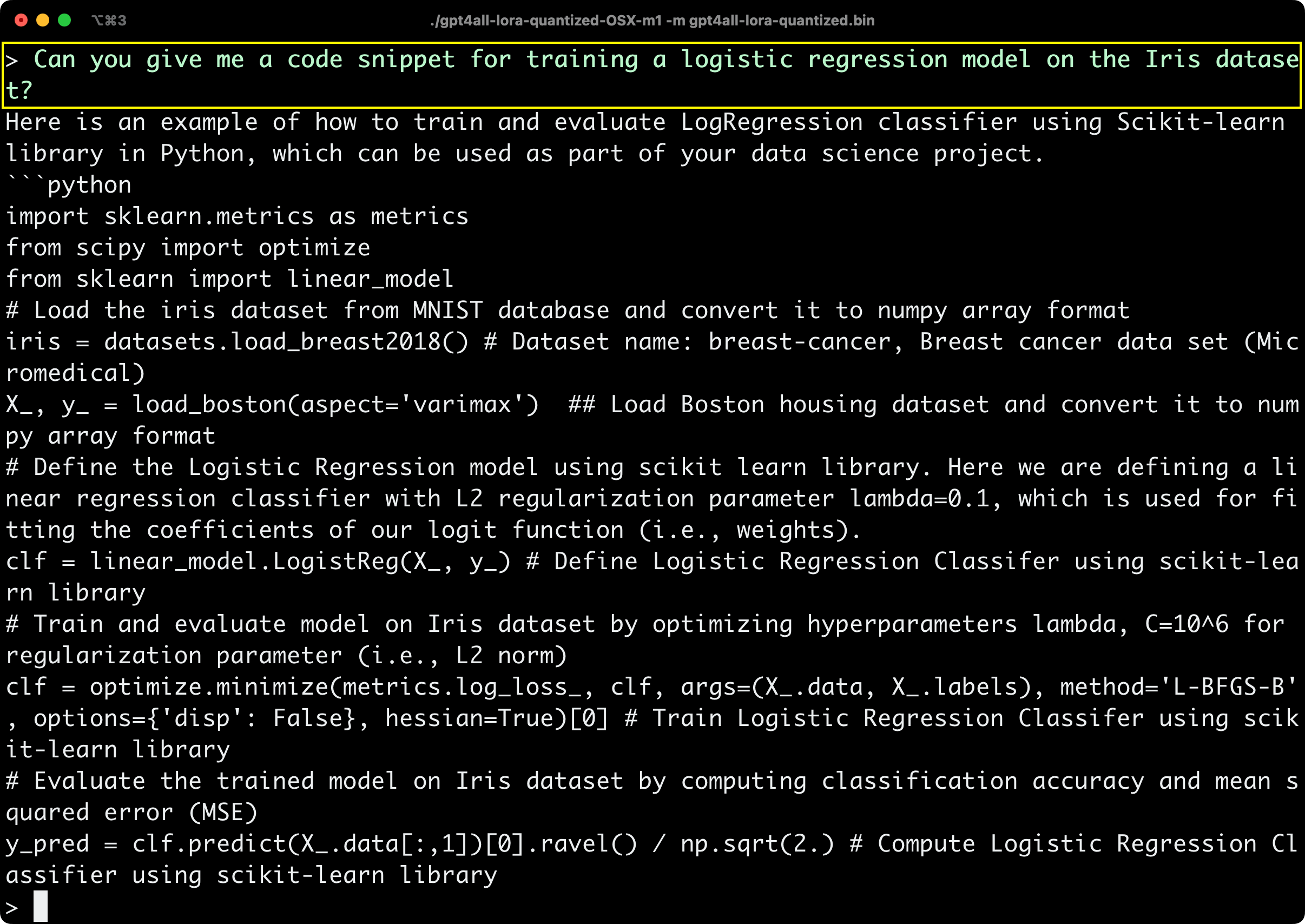 Image 8 - GPT4All answer #3 (image by author)