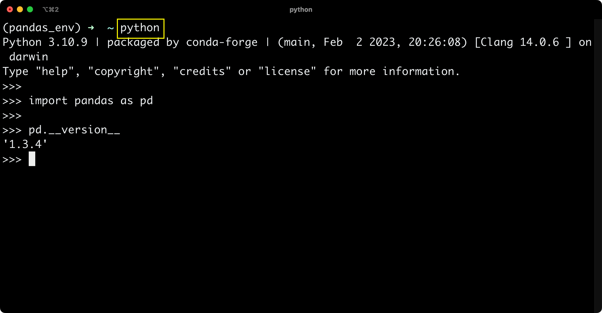 Image 4 - Testing Pandas specific version installation (Image by author)