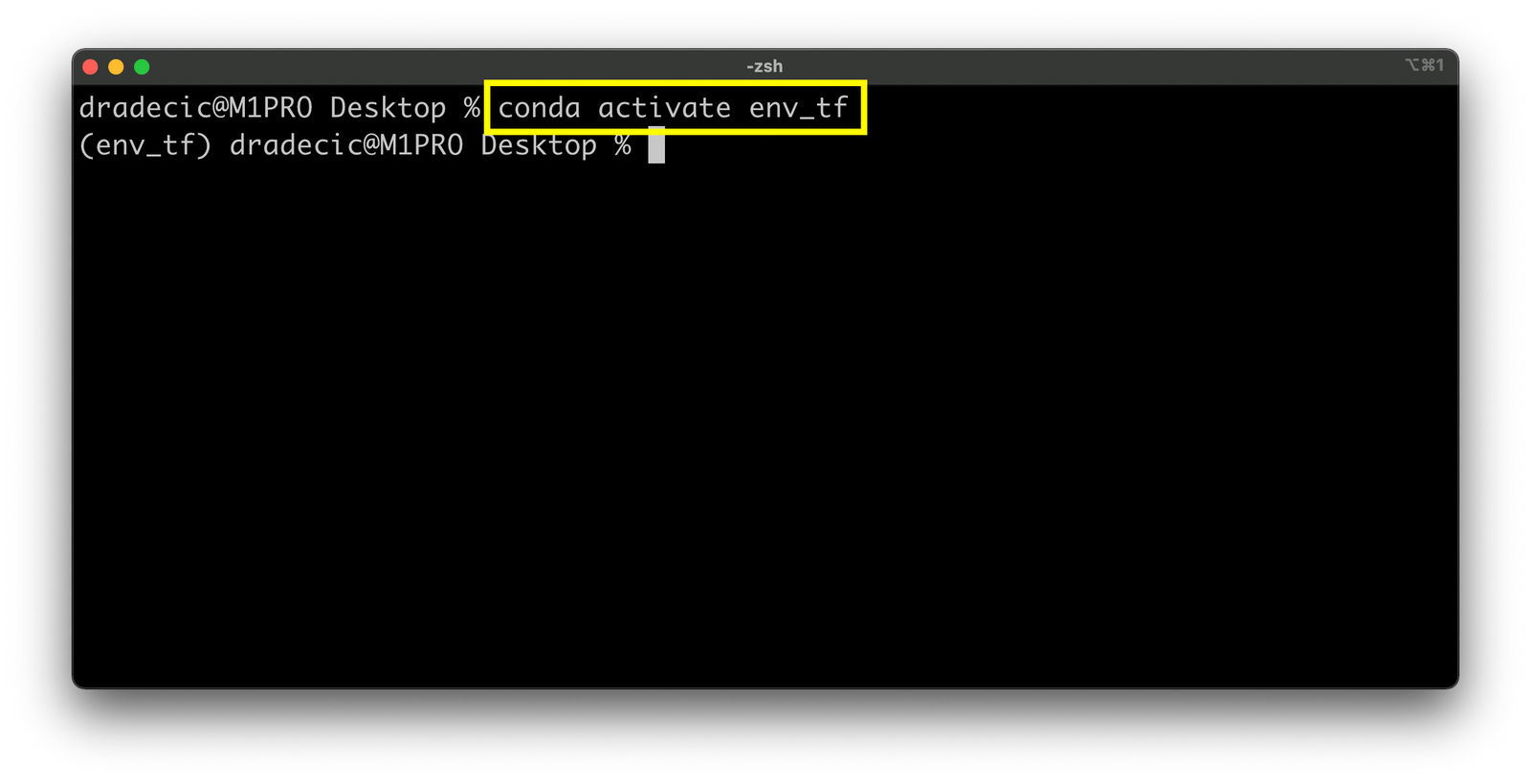Image 4 - Activating a new virtual environment (image by author)