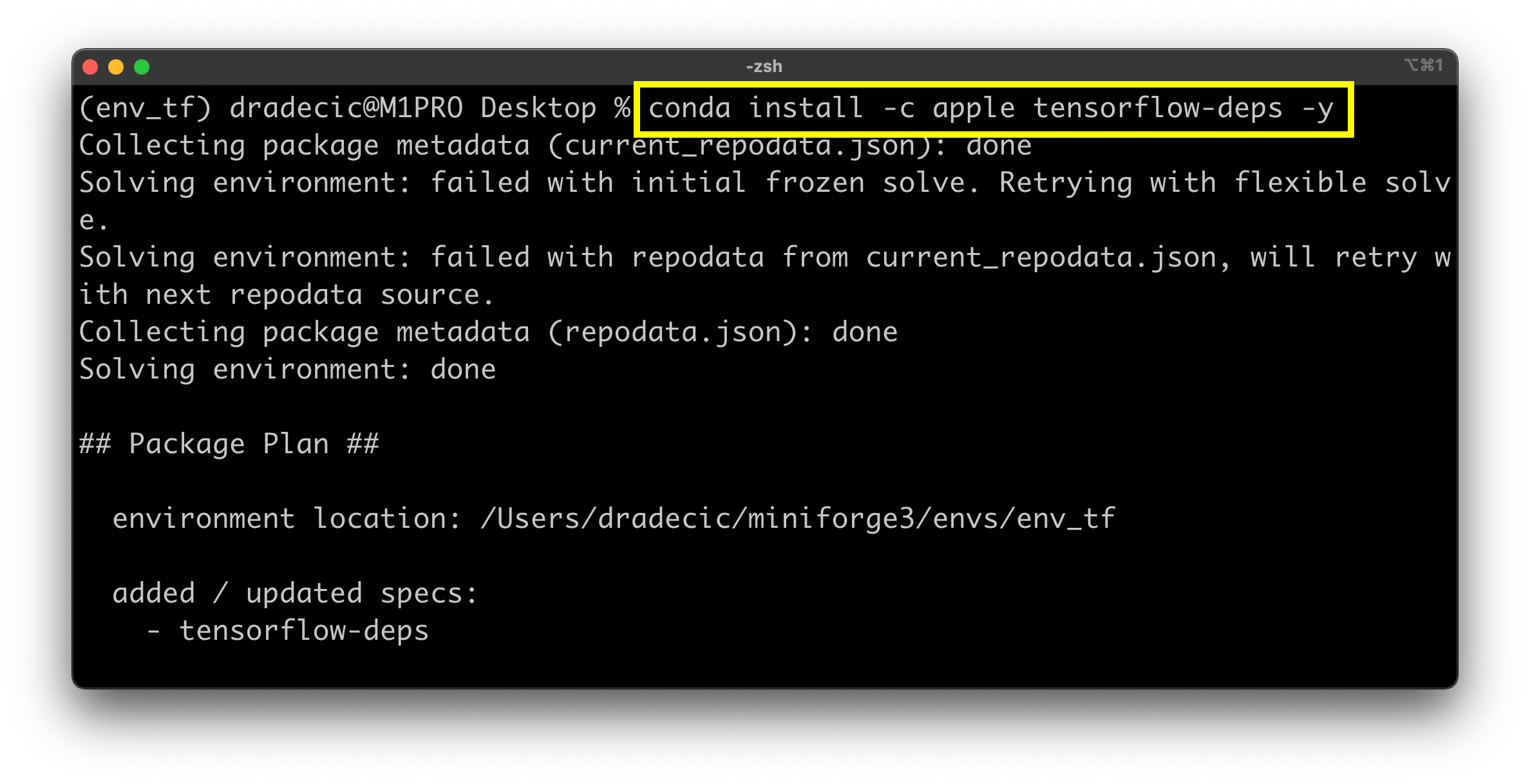 Image 5 - Installing TensorFlow dependencies from Apple (image by author)
