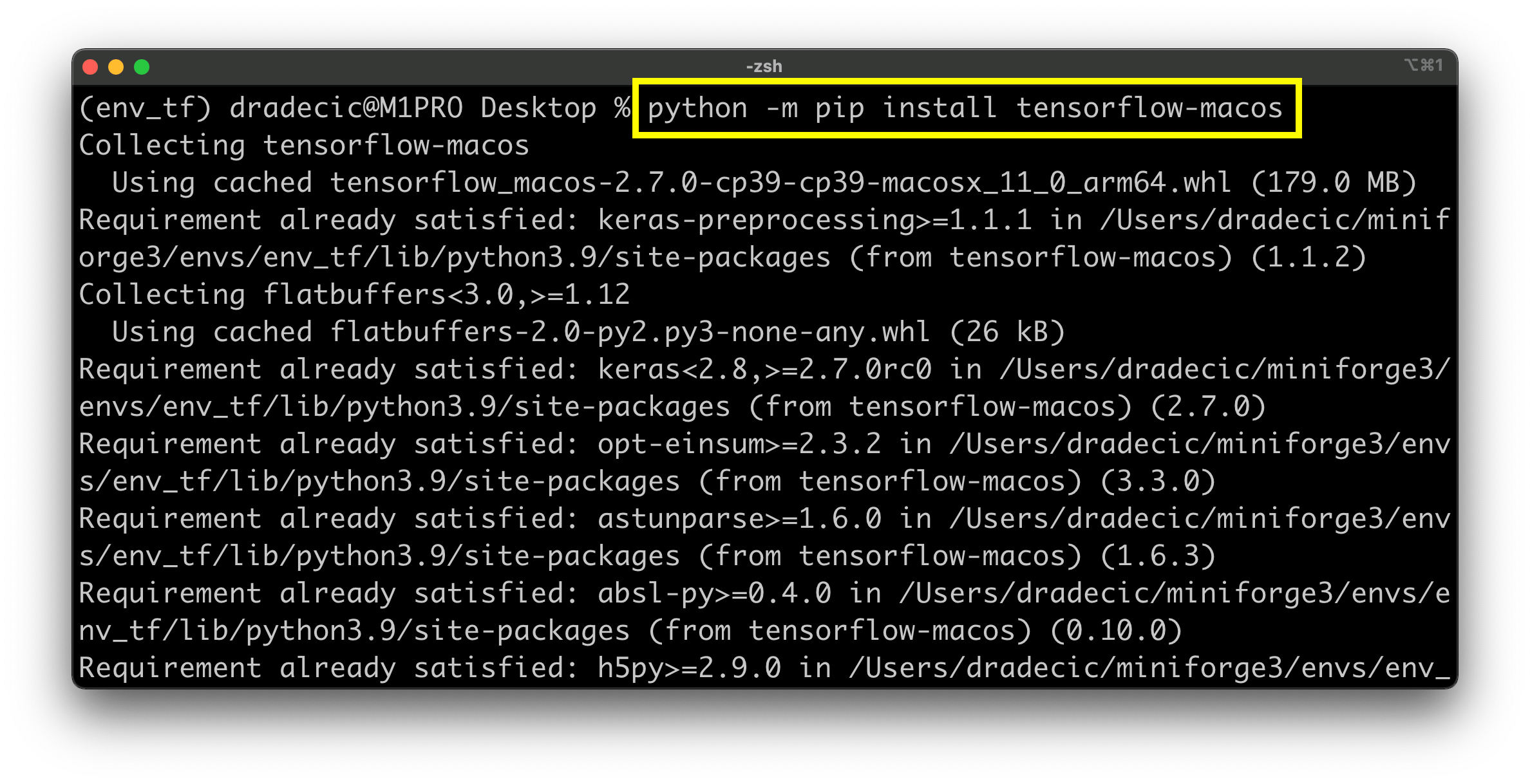 Image 6 - Installing TensorFlow on M1 Pro Macbook (image by author)