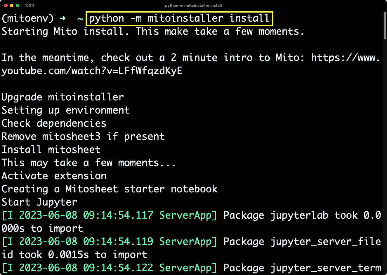 Image 4 - Installing Mito (image by author)