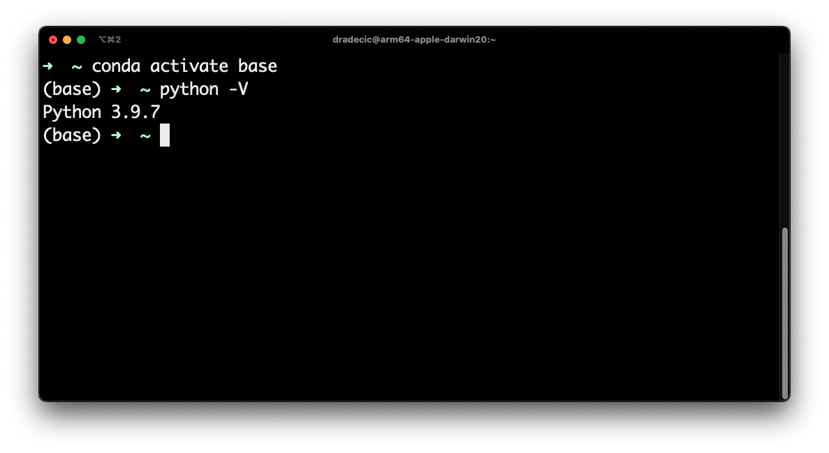 Image 2 - Python version installed in a virtual environment (image by author)