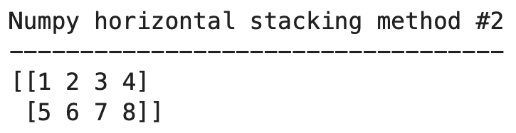 Image 4 - Horizontal stacking in Numpy (2) (image by author)