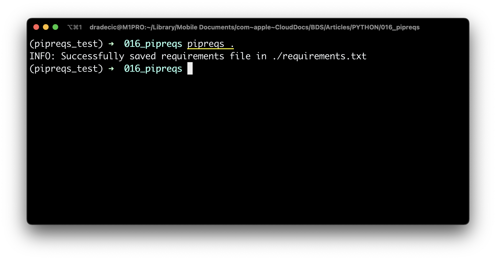 Image 4 - Using pipreqs to create requirements.txt file (image by author)
