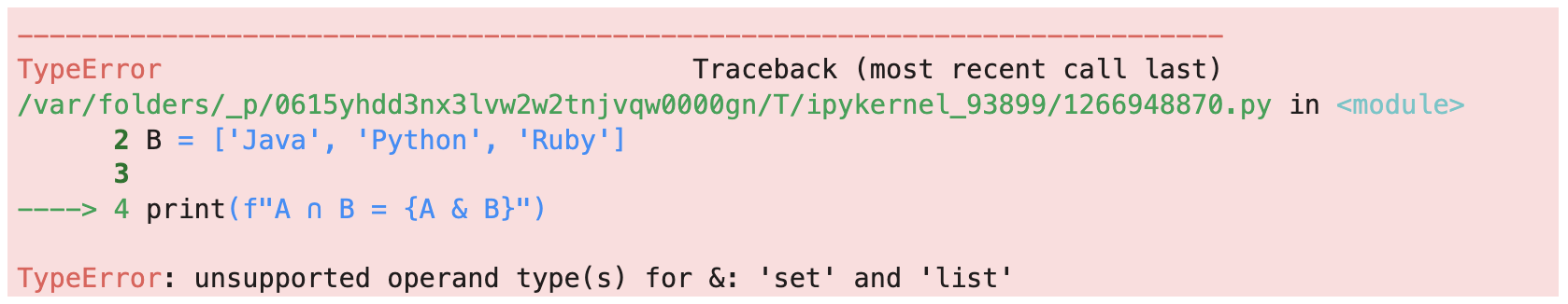 Image 5 - Type error on the set intersection (image by author)
