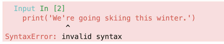 Image 2 - Syntax error when printing a string with quotation marks (image by author)