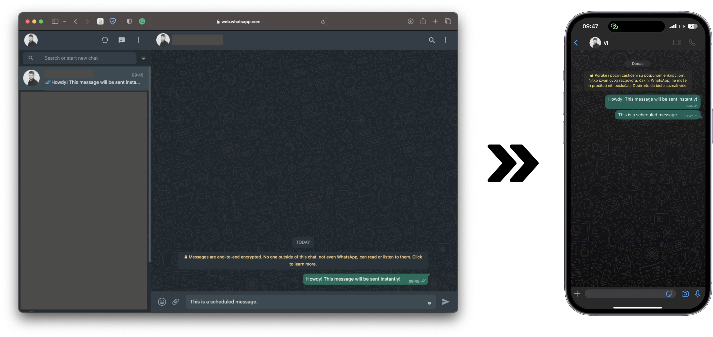 Image 4 - Sending a scheduled message through PyWhatKit (image by author)